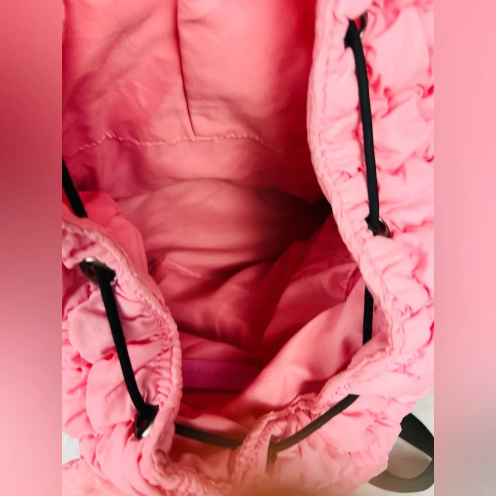 Malibu Hippie Pink Quilted Puffer Backpack – Drawstring Everyday Bag